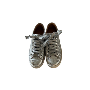 Ugg Milo Leather Sneakers Tennis‎ Shoes White Silver Metallic